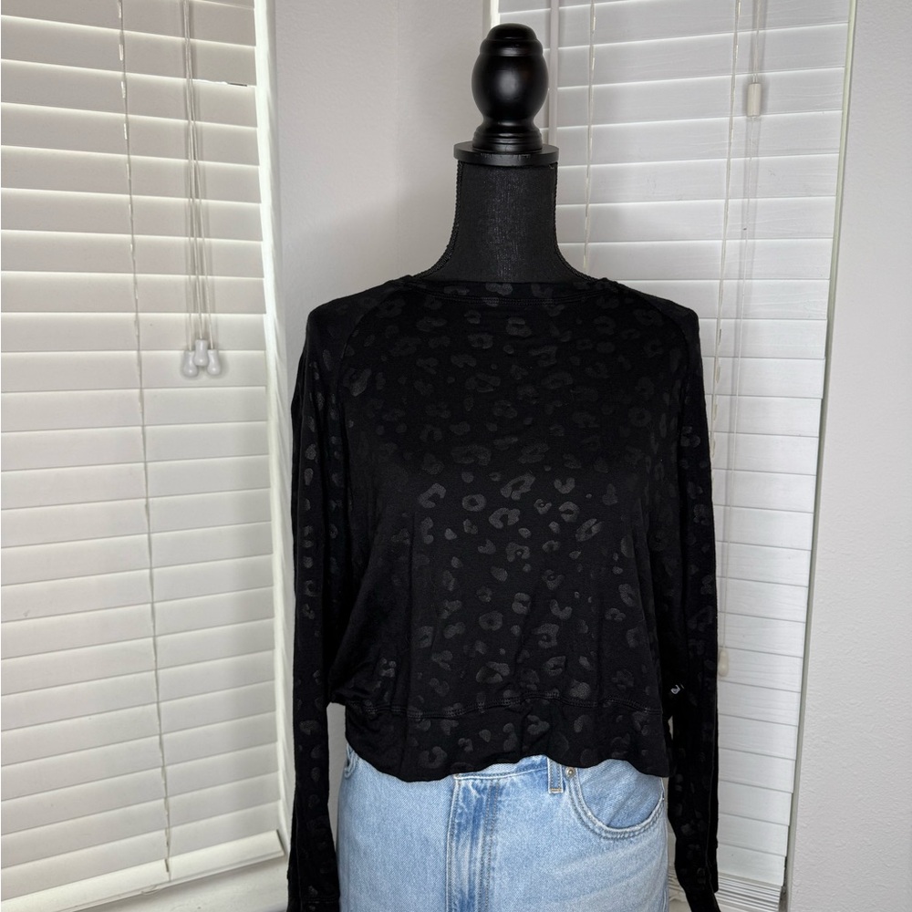 Terez Black Leopard Long Sleeve Top